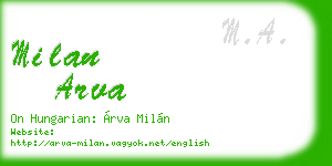 milan arva business card
